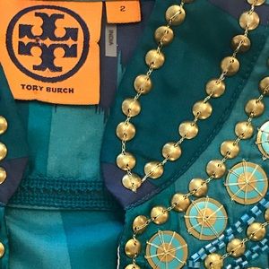 Tory Burch Iveta Habotai Beaded Silk Tunic Bouse 2